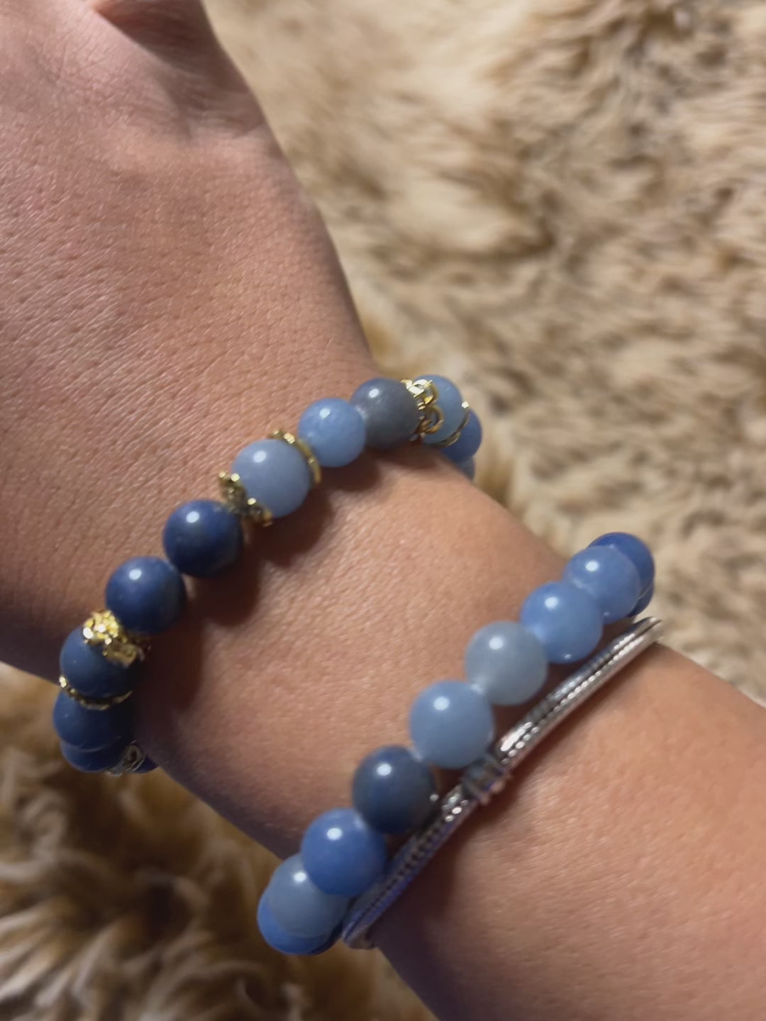 Handmade Natural Blue Aventurine Mala Bracelet With Zen Charm
